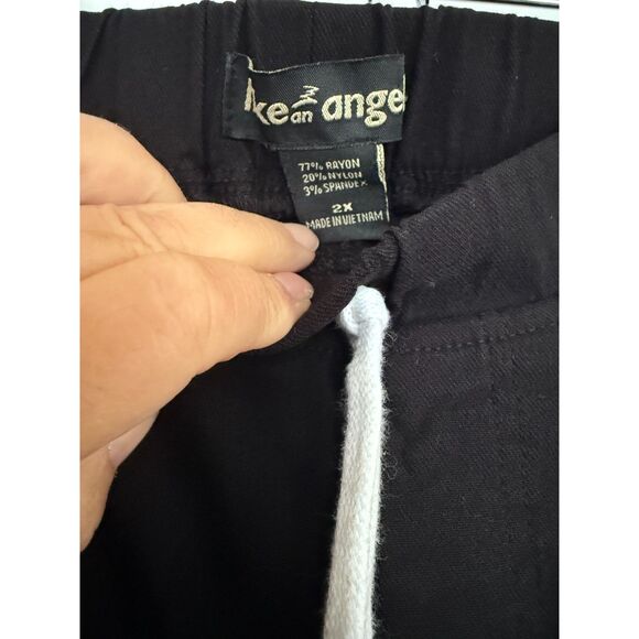 Like an Angel Stretchy Black Joggers with Ruched Legs Sz 2X/drawstring/Pockets - Picture 4 of 4